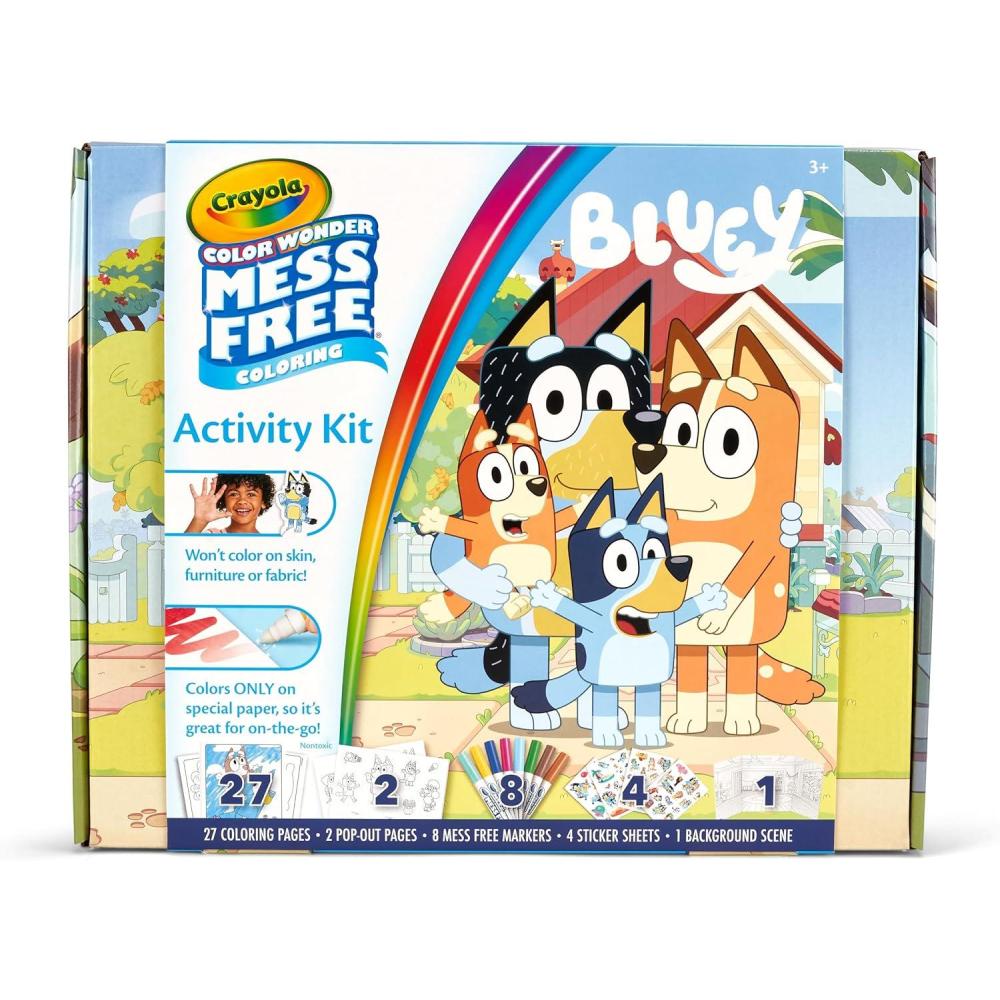 imageCrayola Bluey Color Wonder Magic Light Brush Mess Free Painting Station for Kids Holiday for Kids Toddler Bluey Toys ampamp Activities Ages 3Color Wonder Bluey Activity Set