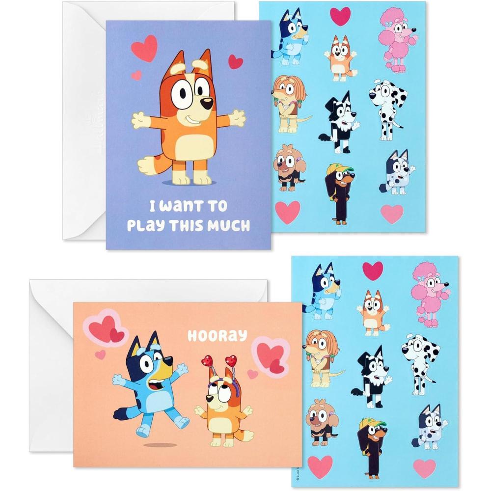 imageHallmark Bluey Valentines Day Cards and Stickers for Kids School 24 Classroom Valentines with EnvelopesBluey Valentines with Stickers