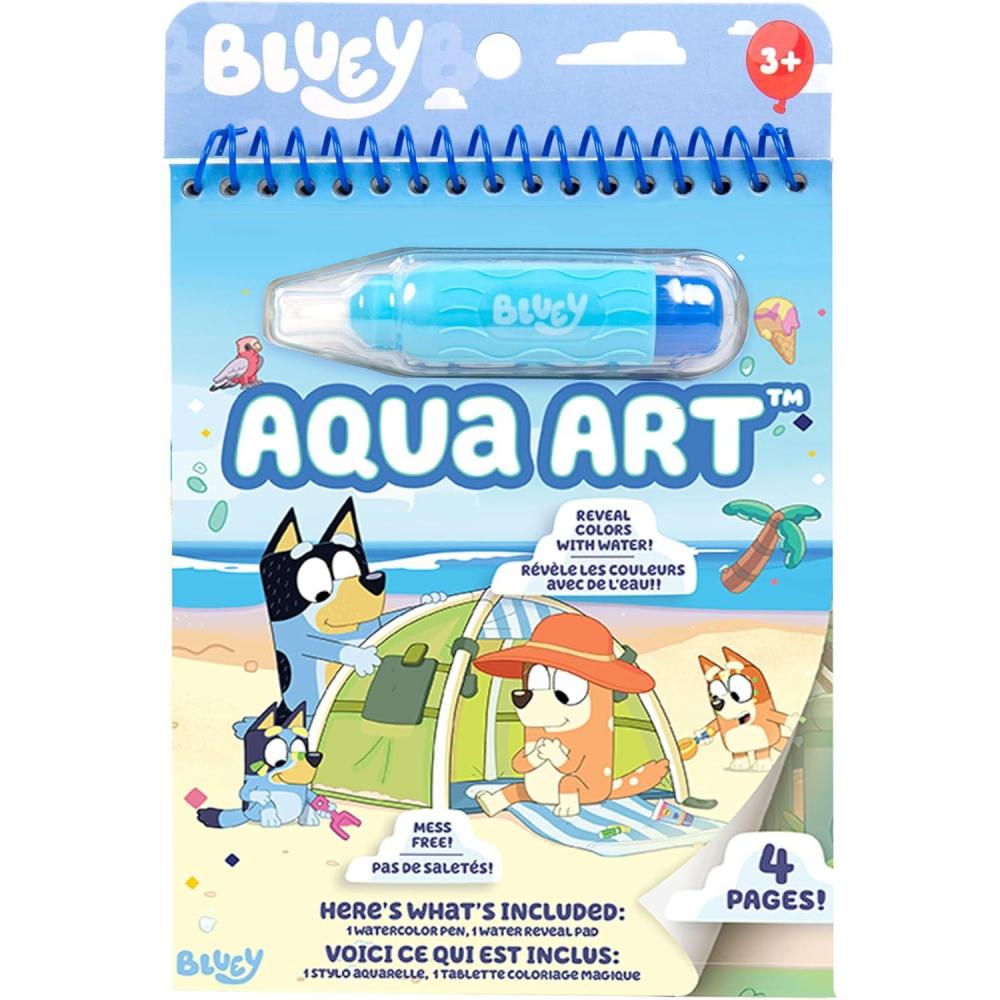 imageHorizon Group USA Bluey Aqua Art Reusable Water Reveal Activity Pages With Water Pen for NoMess Drawing and ColoringBluey