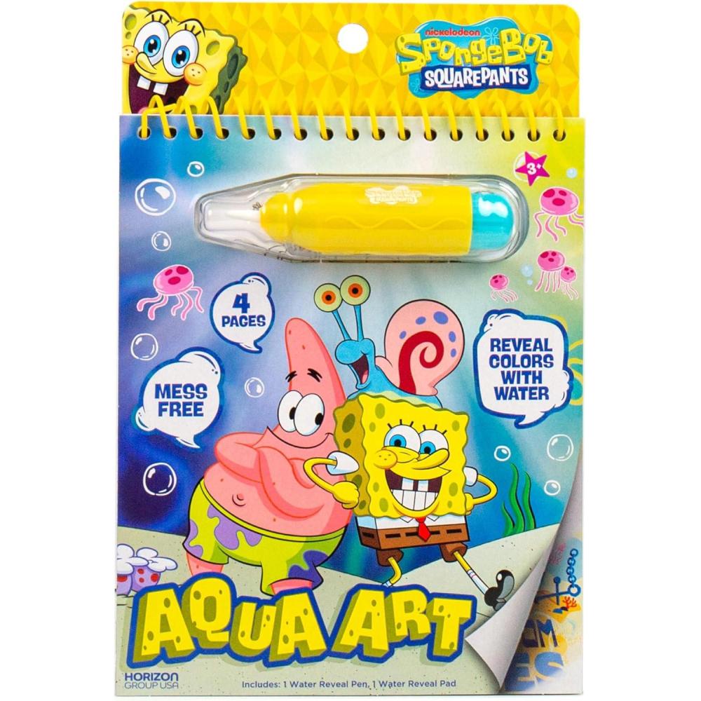 imageHorizon Group USA Bluey Aqua Art Reusable Water Reveal Activity Pages With Water Pen for NoMess Drawing and ColoringSpongeBob
