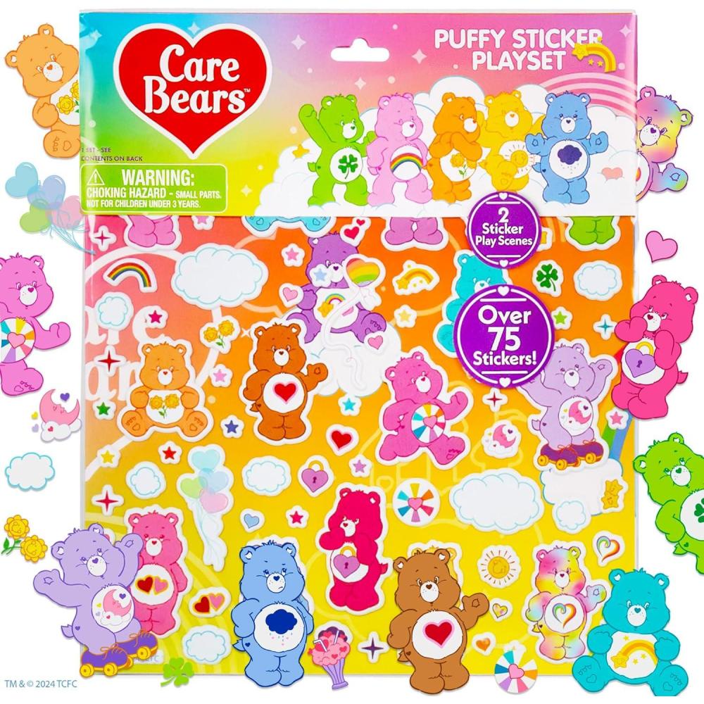 imageHorizon Group USA Bluey Sticker Playset 2 Sticker Play Scenes 35 Reusable Puffy Bluey Repositionable Stickers for Kids Perfect for Travel ScreenFree FunCare Bears
