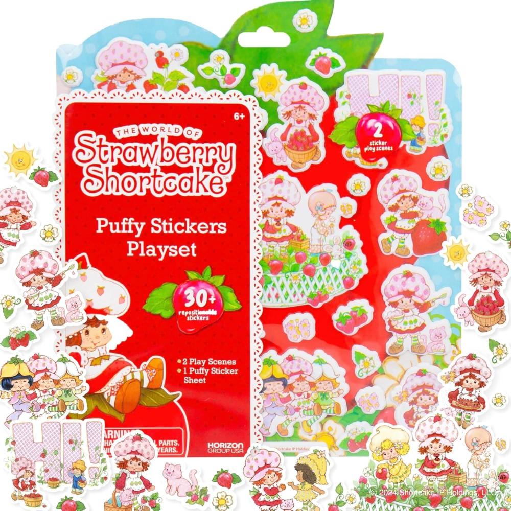 imageHorizon Group USA Bluey Sticker Playset 2 Sticker Play Scenes 35 Reusable Puffy Bluey Repositionable Stickers for Kids Perfect for Travel ScreenFree FunStrawberry Shortcake