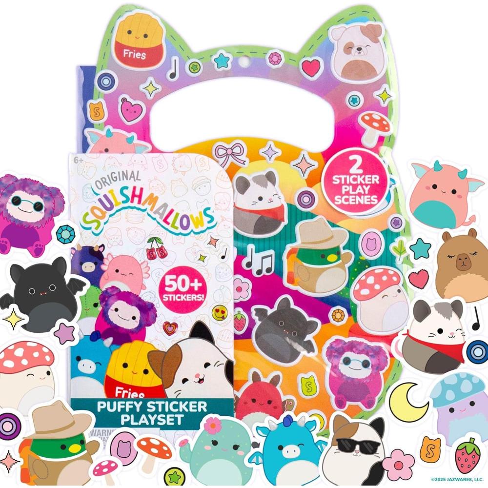 imageHorizon Group USA Bluey Sticker Playset 2 Sticker Play Scenes 35 Reusable Puffy Bluey Repositionable Stickers for Kids Perfect for Travel ScreenFree FunSquishmallows