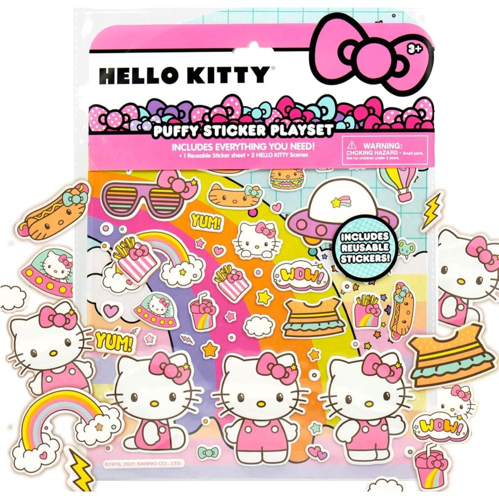 imageHorizon Group USA Bluey Sticker Playset 2 Sticker Play Scenes 35 Reusable Puffy Bluey Repositionable Stickers for Kids Perfect for Travel ScreenFree FunHello Kitty
