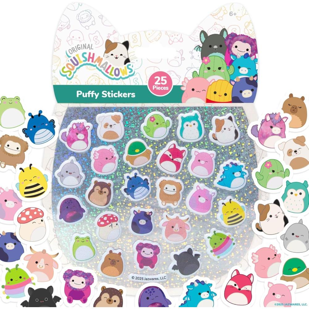 imageHorizon Group USA Bluey Sticker Playset 2 Sticker Play Scenes 35 Reusable Puffy Bluey Repositionable Stickers for Kids Perfect for Travel ScreenFree FunSquishmallows Squishy