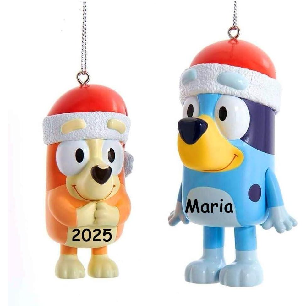 imageKurt Adler Bluey and Bingo Ornament SetPersonalized Bluey and Bingo in Santa Hat Ornaments