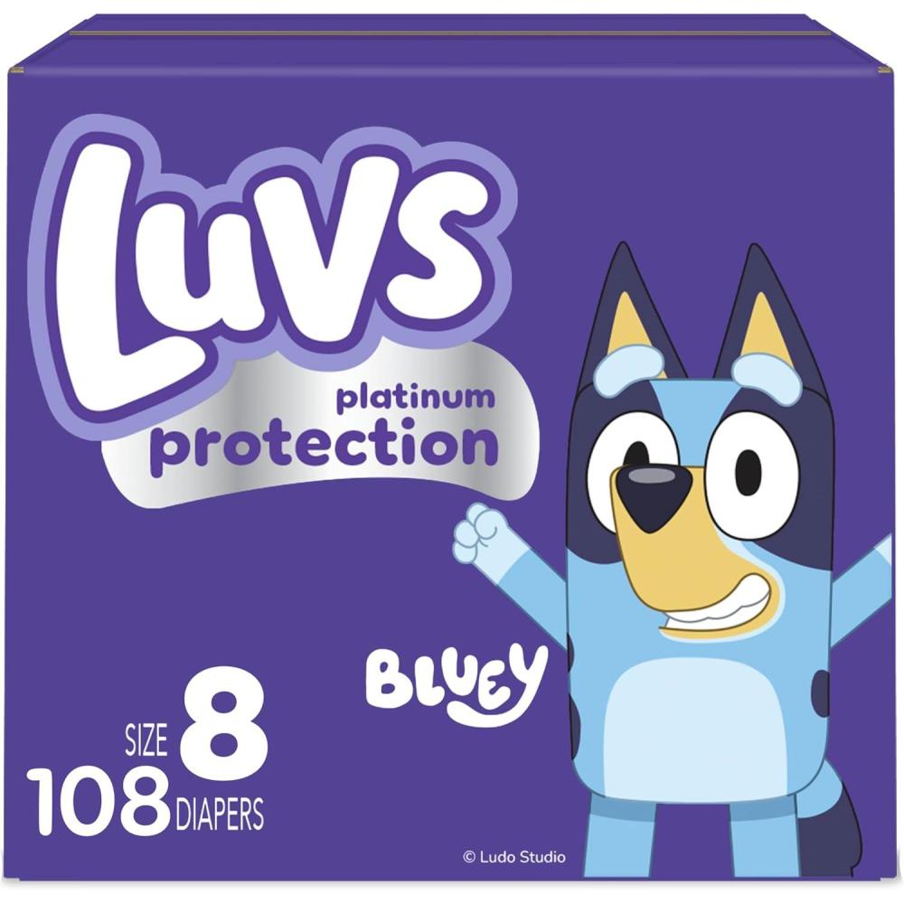 imageLuvs Diapers Size 5 172 Count Bluey Platinum Protection Baby DiaperSize 8