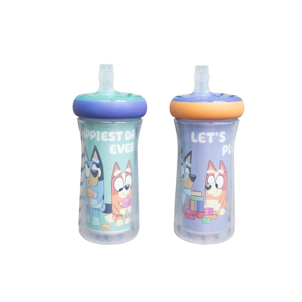 imageThe First Years Bluey Insulated Straw Cup Bluey Sippy Cups with Straw Kids Water Bottles 9 Oz 2 Count Ages 9 Months and Up9 Ounce