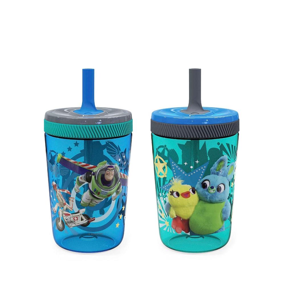 imageZak Designs 15oz Bluey Kelso Tumbler Set LeakProof ScrewOn Lid with Straw Made of Durable Plastic and Silicone Perfect Bundle for Kids 2 Count Pack of 1Toy Story 4  Woody  Buzz
