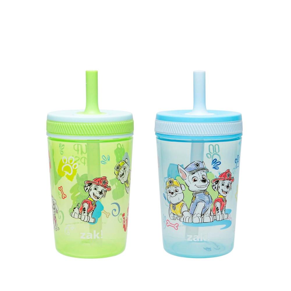 imageZak Designs 15oz Bluey Kelso Tumbler Set LeakProof ScrewOn Lid with Straw Made of Durable Plastic and Silicone Perfect Bundle for Kids 2 Count Pack of 1Paw Patrol