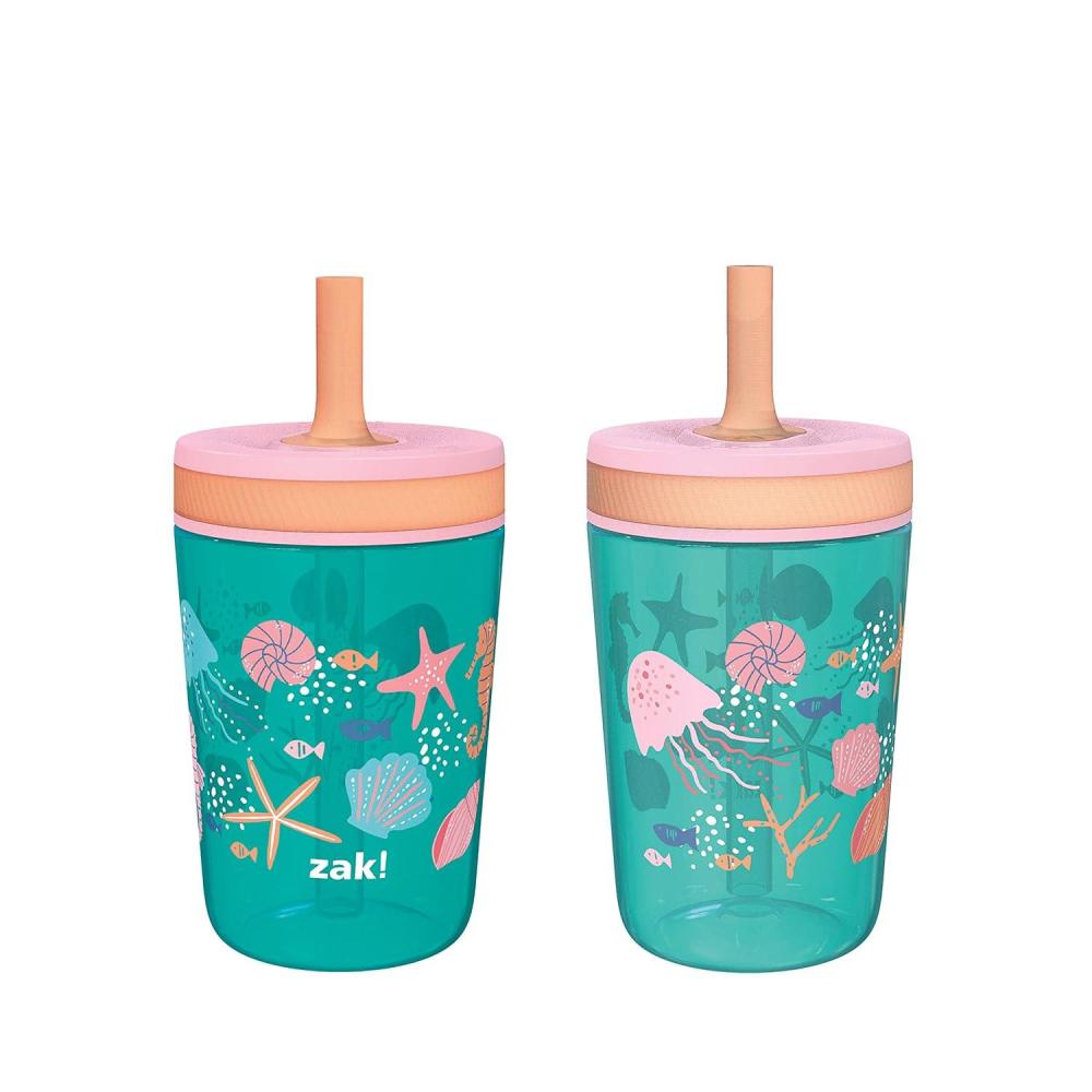 imageZak Designs 15oz Bluey Kelso Tumbler Set LeakProof ScrewOn Lid with Straw Made of Durable Plastic and Silicone Perfect Bundle for Kids 2 Count Pack of 1Shells