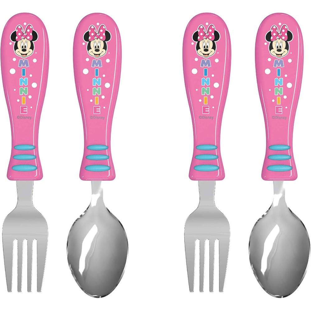 imageZak Designs Bluey Kid Flatware Set with Fun Character Art on Both Utensils Non Slip Fork and Spoon Set is Perfect for Encouraging Picky Eaters to Finish Their Plates 2 pk BPAFreeMinnie Mouse
