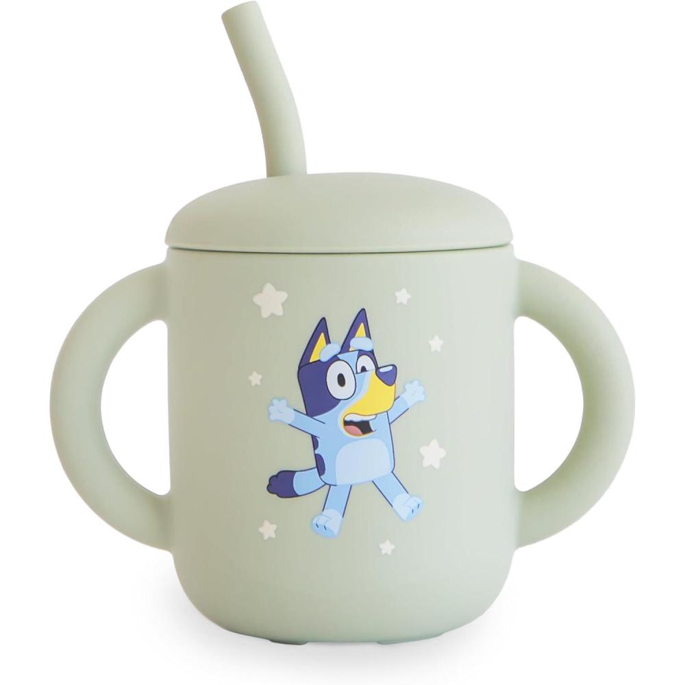 imagemushie x Bluey 100 Silicone Training Cup ampamp Straw for Toddlers 6 Months Bluey SageBluey Sage