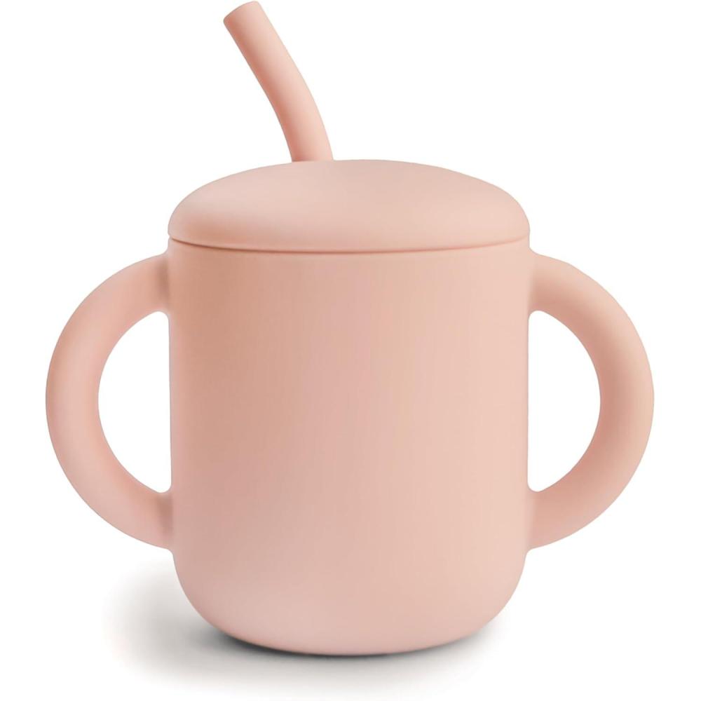 imagemushie x Bluey 100 Silicone Training Cup ampamp Straw for Toddlers  6 Months Bluey SageBlush