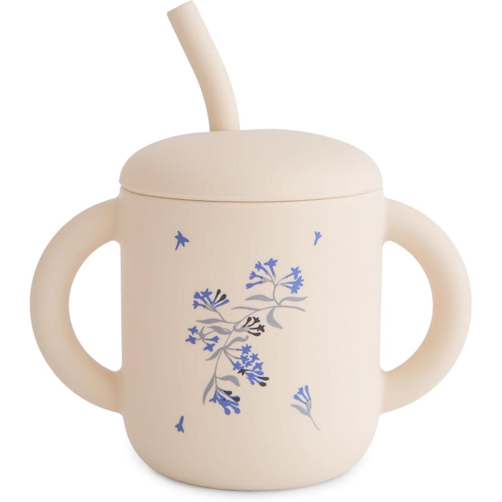imagemushie x Bluey 100 Silicone Training Cup ampamp Straw for Toddlers  6 Months Bluey SageLilac Flowers