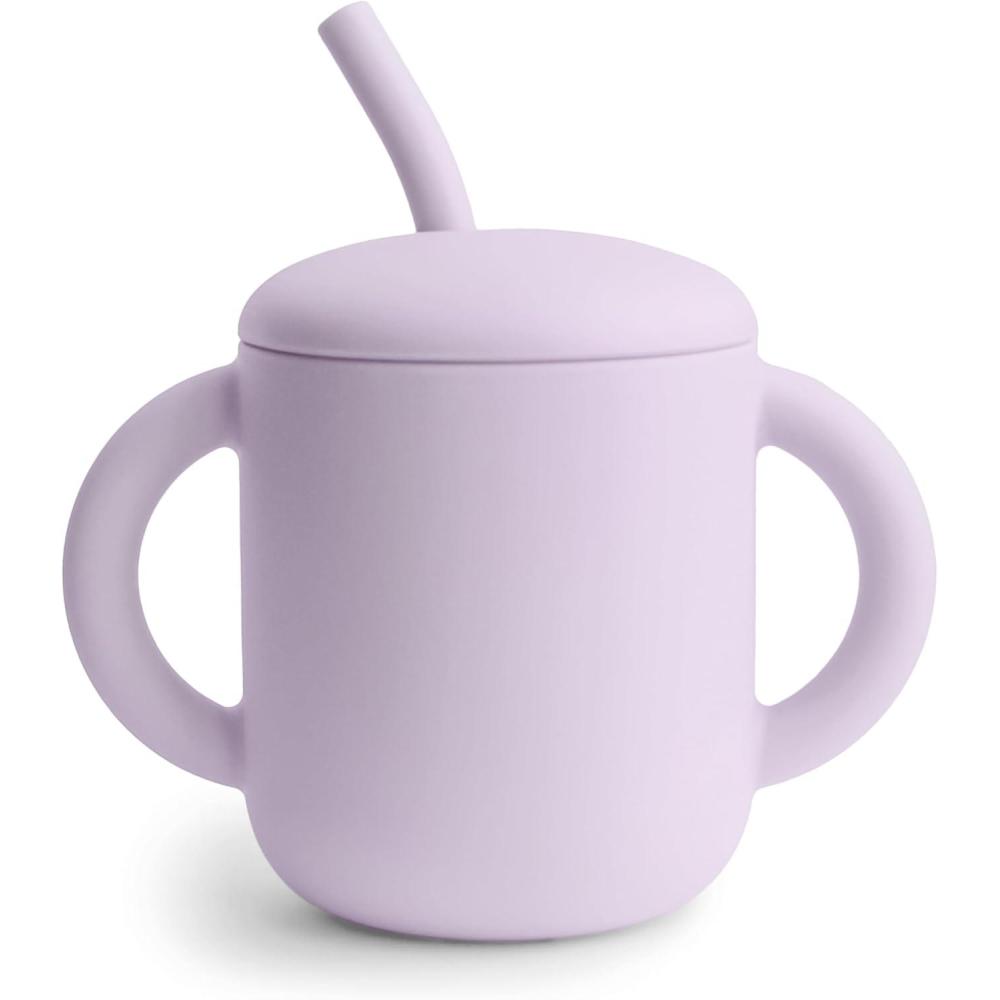 imagemushie x Bluey 100 Silicone Training Cup ampamp Straw for Toddlers 6 Months Bluey SageSoft Lilac