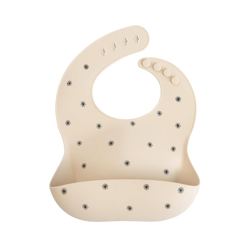 imagemushie x Bluey Silicone Baby Bib Adjustable Fit Waterproof Bibs Bluey IvoryBlack Daisy
