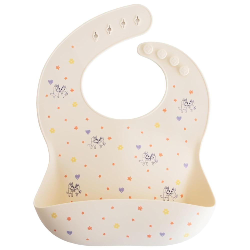 imagemushie x Bluey Silicone Baby Bib  Adjustable Fit Waterproof Bibs Bluey IvoryBluey Ivory