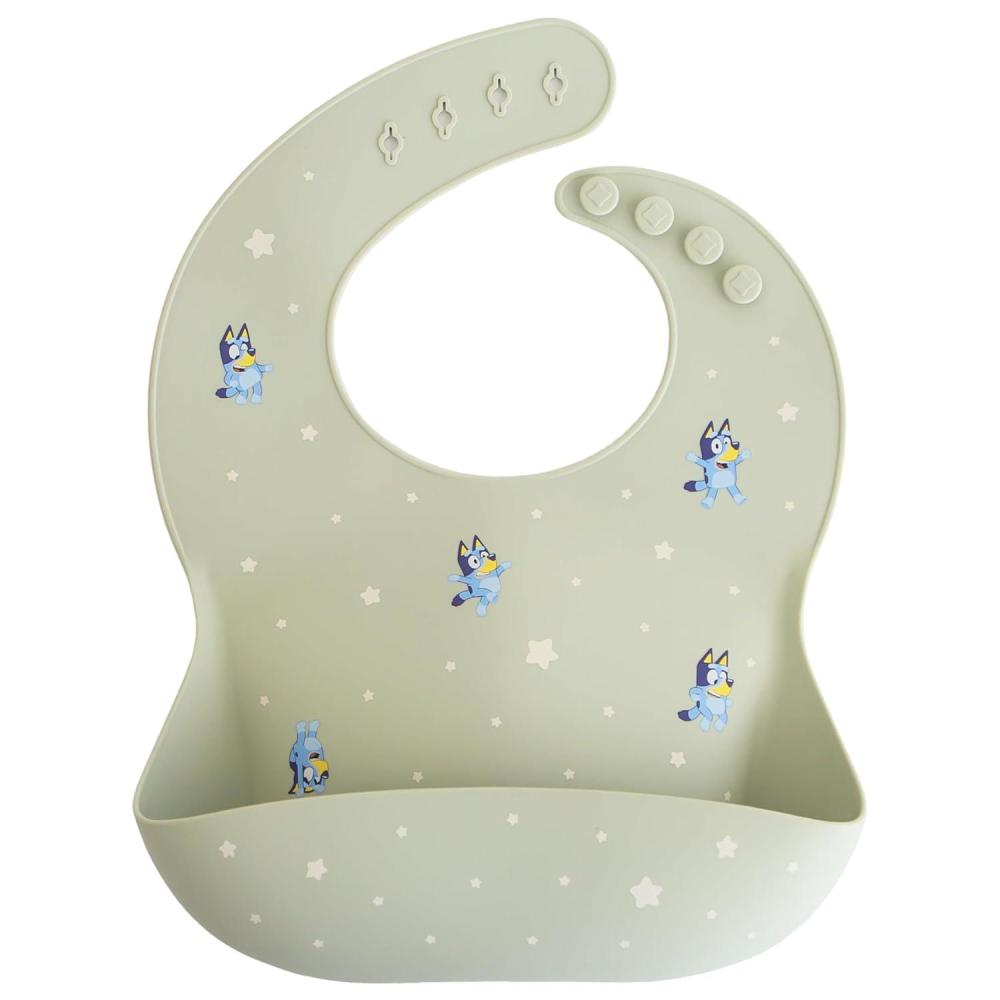 imagemushie x Bluey Silicone Baby Bib Adjustable Fit Waterproof Bibs Bluey IvoryBluey Sage
