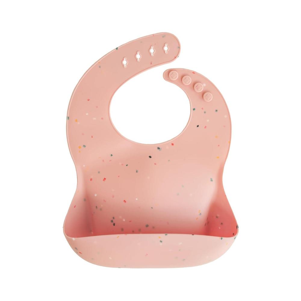imagemushie x Bluey Silicone Baby Bib  Adjustable Fit Waterproof Bibs Bluey IvoryPowder Pink Confetti