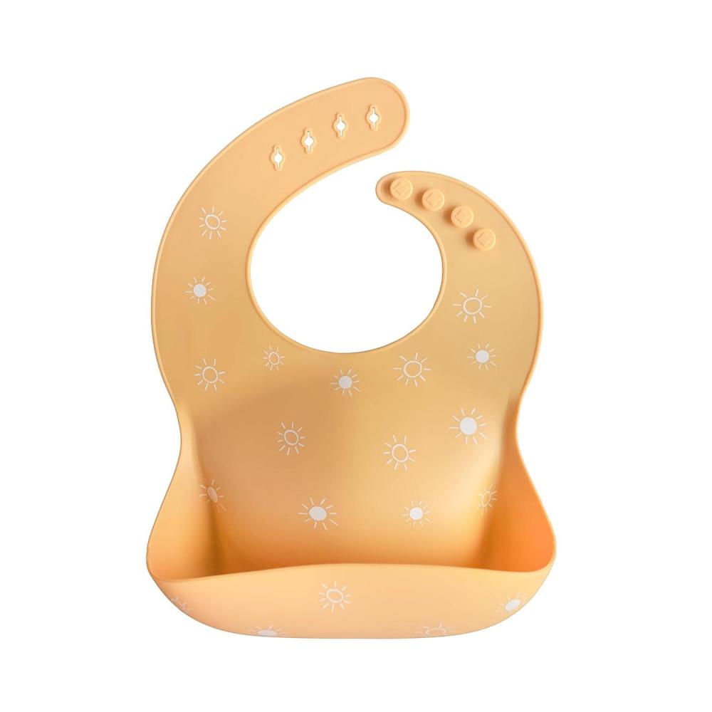 imagemushie x Bluey Silicone Baby Bib  Adjustable Fit Waterproof Bibs Bluey IvorySun Orange