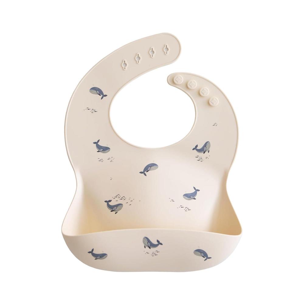 imagemushie x Bluey Silicone Baby Bib  Adjustable Fit Waterproof Bibs Bluey IvoryWhales