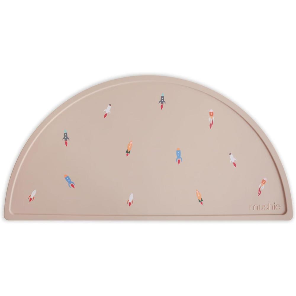 imagemushie x Bluey Silicone Placemat for Kids BPAFree NonSlip Design Bluey IvoryRocket Ship