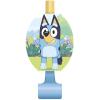 Bluey Birthday Party Supplies Bundle Pack includes 16 Party Blowouts and 1 Dinosaur Sticker Sheet