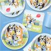 HOME & HOOPLA Bluey Party Supplies – Bluey Theme Birthday Party Round Paper Dinner Plates and Lunch Napkins (16 Plates and napkins)