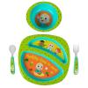 The First Years Bluey 4-Piece Place Setting – BPA Free Dishwasher Safe Toddler Dinnerware Set with Divided Plate, Bowl, Fork, Spoon – Multicolor(4 Piece Set)