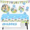 Unique Bluey Birthday Party Supplies | Serves 16 Guests | Officially Licensed Bluey Party Decorations – Banner, Table Cloth, Dinner & Cake Plates, Napkins, Sticker