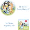 Unique Bluey Birthday Party Supplies Set for 16 Guests – Bluey Plates and Napkins, Forks, Sticker – Birthday Decorations, Party Decorations