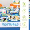 Unique Bluey Birthday Party Supplies and Decorations – Bluey Tablecover, Plates, Cups, Napkins, Button
