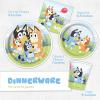 Unique Bluey Birthday Party Supplies and Decorations – Bluey Tablecover, Plates, Cups, Napkins, Button