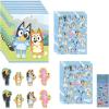 Bluey Birthday Party Supplies Bundle includes 8 Plastic Loot Bags, 8 Sticker Sheets, 8 Paper Finger Puppets, 1 Dinosaur Sticker Sheet