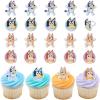 DecoPac Bluey So Much Fun Rings, 24 Cupcake Decorations Featuring Bluey, Bingo, Bandit, and Chilli, 3D Food Safe Cake Toppers – 24 Pack