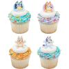 DecoPac Bluey So Much Fun Rings, 72 Cupcake Decorations Featuring Bluey, Bingo, Bandit, and Chilli, 3D Food Safe Cake Toppers – 72 Pack(Cupcake Rings)
