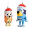 Kurt Adler Bluey and Bingo Ornament Set(Personalized Bluey and Bingo in Santa Hat Ornaments)