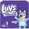 Luvs Diapers – Size 5, 172 Count, Bluey Platinum Protection Baby Diaper(Size 1)