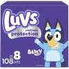 Luvs Diapers – Size 5, 172 Count, Bluey Platinum Protection Baby Diaper(Size 8)
