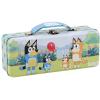 The Tin Box Company Bluey Pencil Box with Handle Clasp & Hinge, Model: 479407-12, Pencil Box with Handle, 8-3/8 x 3-3/8 x 2-1/4″D with hinge and clasp(Bluey)