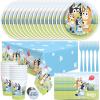 Unique Bluey Birthday Decorations | Bluey Party Decorations | Serves 16 | Officially Licensed | Tablecover, Plates, Cups, Napkins, Forks, Button