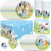 Unique Bluey Birthday Party Supplies and Decorations – Bluey Tablecover, Plates, Cups, Napkins, Button