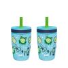 Zak Designs 15oz Bluey Kelso Tumbler Set, Leak-Proof Screw-On Lid with Straw Made of Durable Plastic and Silicone, Perfect Bundle for Kids, 2 Count (Pack of 1)(Campout)