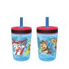 Zak Designs 15oz Bluey Kelso Tumbler Set, Leak-Proof Screw-On Lid with Straw Made of Durable Plastic and Silicone, Perfect Bundle for Kids, 2 Count (Pack of 1)(Paw Patrol – Chase & Marshall)