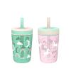 Zak Designs 15oz Bluey Kelso Tumbler Set, Leak-Proof Screw-On Lid with Straw Made of Durable Plastic and Silicone, Perfect Bundle for Kids, 2 Count (Pack of 1)(Fanciful Unicorn & Happy Skies)