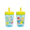 Zak Designs 15oz Bluey Kelso Tumbler Set, Leak-Proof Screw-On Lid with Straw Made of Durable Plastic and Silicone, Perfect Bundle for Kids, 2 Count (Pack of 1)(Cocomelon)