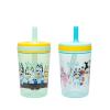 Zak Designs 15oz Bluey Kelso Tumbler Set, Leak-Proof Screw-On Lid with Straw Made of Durable Plastic and Silicone, Perfect Bundle for Kids, 2 Count (Pack of 1)(Bluey & Friends)