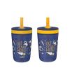 Zak Designs 15oz Bluey Kelso Tumbler Set, Leak-Proof Screw-On Lid with Straw Made of Durable Plastic and Silicone, Perfect Bundle for Kids, 2 Count (Pack of 1)(Space)