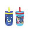 Zak Designs 15oz Bluey Kelso Tumbler Set, Leak-Proof Screw-On Lid with Straw Made of Durable Plastic and Silicone, Perfect Bundle for Kids, 2 Count (Pack of 1)(Sonic the Hedgehog)